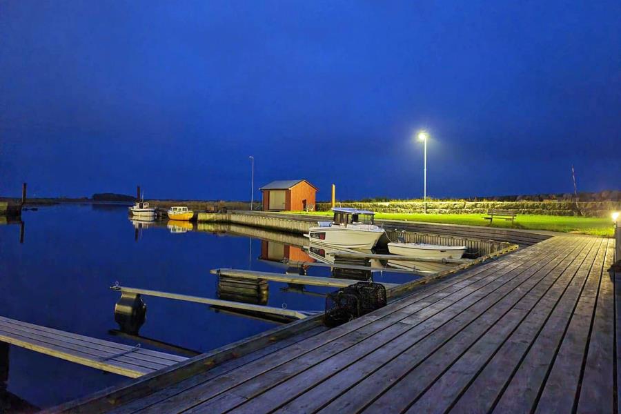 Blick auf die Bootsanleger